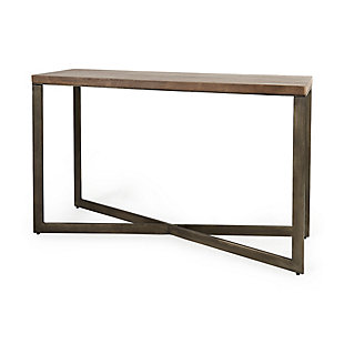 Mercana Faye X-Shaped Gold Console Table, Medium Brown, rollover