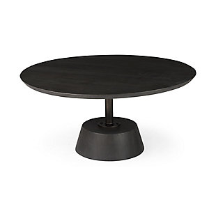 Mercana Maxwell Pedestal Base Round Coffee Table, Dark Brown, rollover