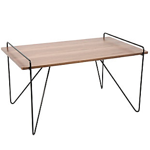 The Loft Coffee Table features a streamlined design at its best. Black metal hairpin legs maintain open sight lines and provide superior support. The simple lines of the wood top are still contemporary, but the rich tones provide an undertone of warmth. This striking coffee table will command the spotlight in any room.Mid-century modern styling | Stylish hairpin legs | Rustic wood table top | Sturdy metal construction | Pair with the loft end table for a complete look!