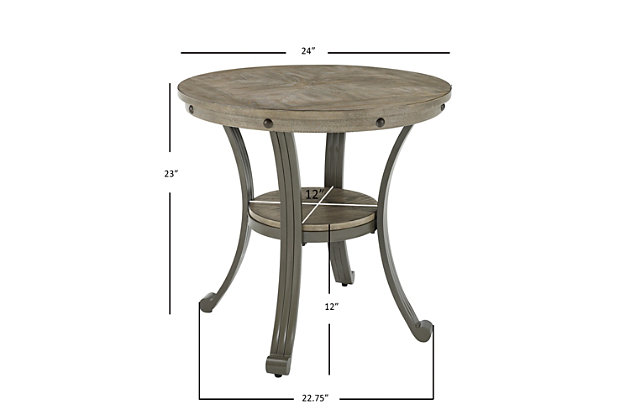 Linon Owens Metal And Wood Round Side, Powell Owens Metal And Wood Round Coffee Table