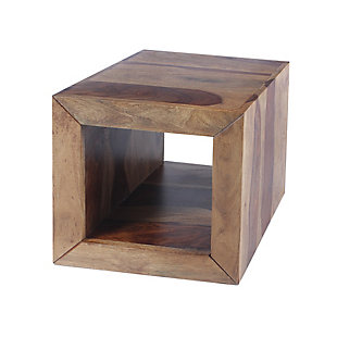 The Urban Port Cube Shape Rosewood Side Table with Cutout Bottom, , rollover