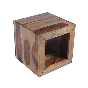 The Urban Port Cube Shape Rosewood Side Table with Cutout Bottom, , large