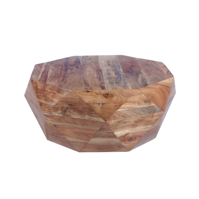 The Urban Port Diamond Shape Acacia Wood Coffee Table with Smooth Top, , large