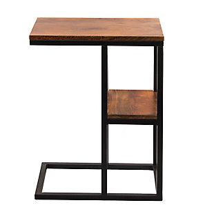 The Urban Port Iron Framed Mango Wood Accent Table, , large