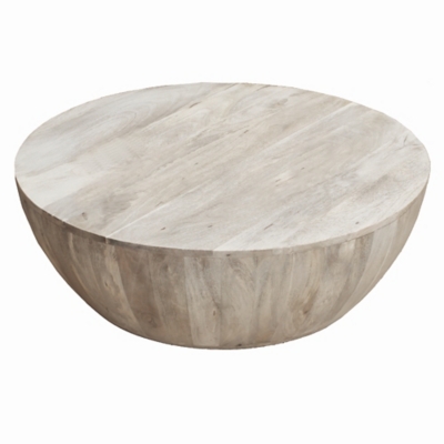The Urban Port Distressed Round Coffee Table, White, large