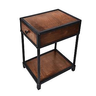 The Urban Port Metal Framed Mango Wood End Table with Drawer, , rollover