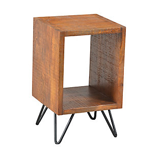 The Urban Port Textured Cube Shape Wooden End Table, , rollover