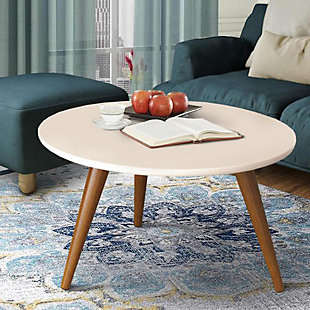 The Urban Port Round Wooden Coffee Table with Splayed Legs, , rollover