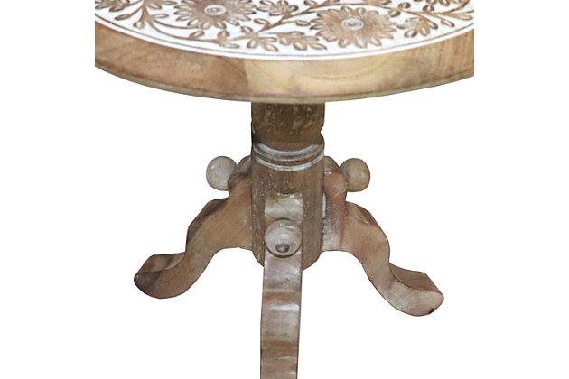 Talk light's Groping The Urban Port Intricately Carved Round Top Mango Wood Side Table | Ashley