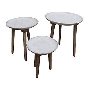 The Urban Port Wooden Bowl Top End Tables (Set of 3), , rollover