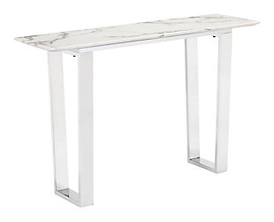 ZUO Atlas Console Table, White/Silver, large