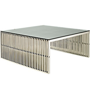 Modway Gridiron Coffee Table, Silver, large