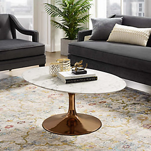 Modway Lippa Oval-Shaped Faux Marble Coffee Table, , rollover