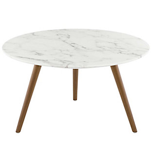 Modway Lippa Round Faux Marble Coffee Table with Tripod, , large