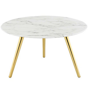 Modway Lippa Round Faux Marble Coffee Table with Tripod Base, , large