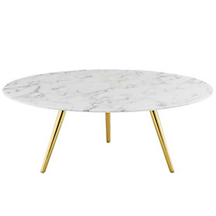 Modway Lippa Round Faux Marble Coffee Table with Tripod Base, , large