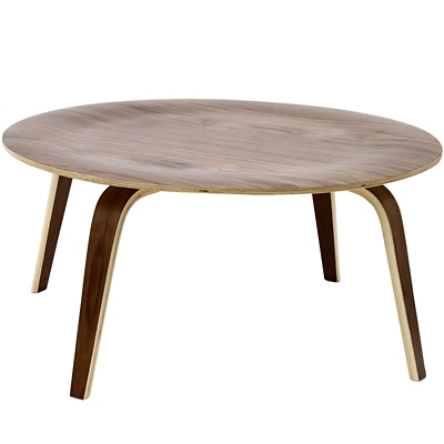 Modway Molded Plywood Coffee Table, Walnut, rollover