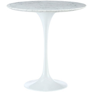 Modway Lippa Pedestal Side Table, Marble, large
