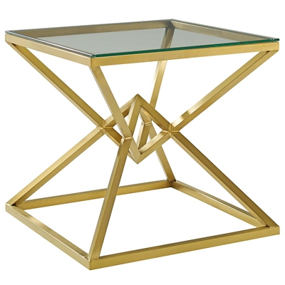 Modway Point Pyramid Glass-Top Side Table