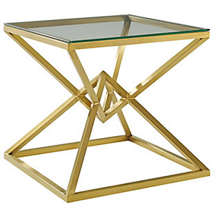 Modway Point Pyramid Glass-Top Side Table, , large