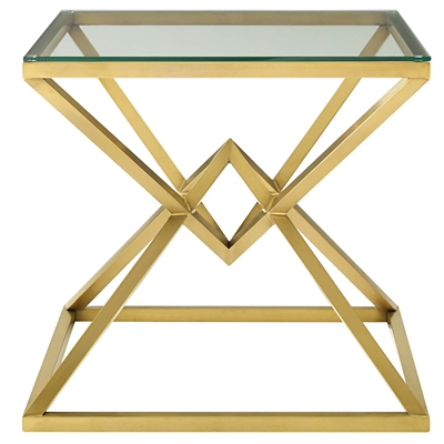 Modway Point Pyramid Glass-Top Side Table