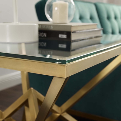 Modway Point Pyramid Glass-Top Side Table