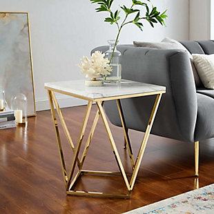 Modway Vertex Geometric Faux Marble End Table, , rollover