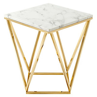 Modway Vertex Geometric Faux Marble End Table, , large