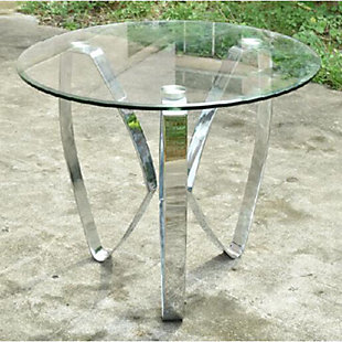 Crestview Collection Hollywood Glass Top Round Side Table, , rollover