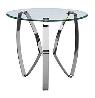 Crestview Collection Hollywood Glass Top Round Side Table, , large