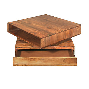 The Urban Port 1 Drawer Swivel Top Square Box Coffee Table, , rollover