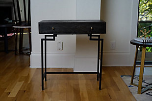Poshpollen Cambridge 1-Drawer Console Table, Black/Brass, rollover