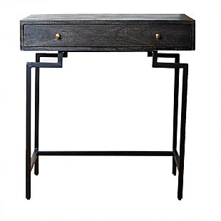 Poshpollen Cambridge 1-Drawer Console Table, Black/Brass, large