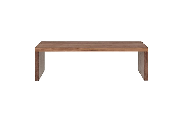 Form and function in perfect harmony. The Abby table is made of a unique, lightweight wooden honeycomb material that gives you the durability you need. Its distinctive design makes it easy to place amongst your existing pieces.Made with engineered wood | American walnut veneer | Metal rod inside each leg | Assembly required