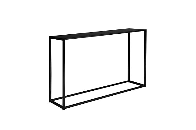 Create additional surface space for your favorite lamp or decorative accents by adding this Montclair console table behind a couch or in your entryway. Crafted from steel for sturdy durability, this smart-looking table features sleek lines for a contemporary look.Made with steel | Plastic feet | Assembly required