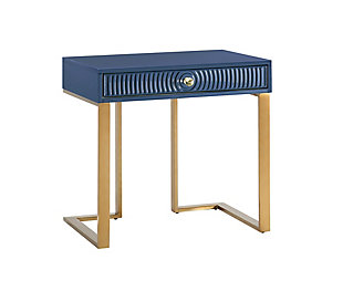 Janie Blue Lacquer Side Table, Blue/Gold, large