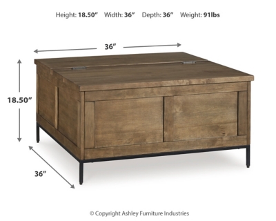 Torlanta Lift-Top Coffee Table Dimensions