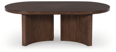 side view of oval coffee table