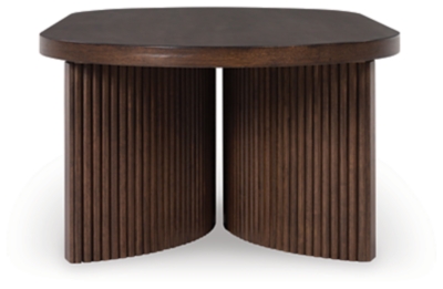 front view of oval coffee table white background