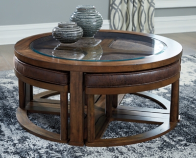 Landaverde coffee table with deals nested stools