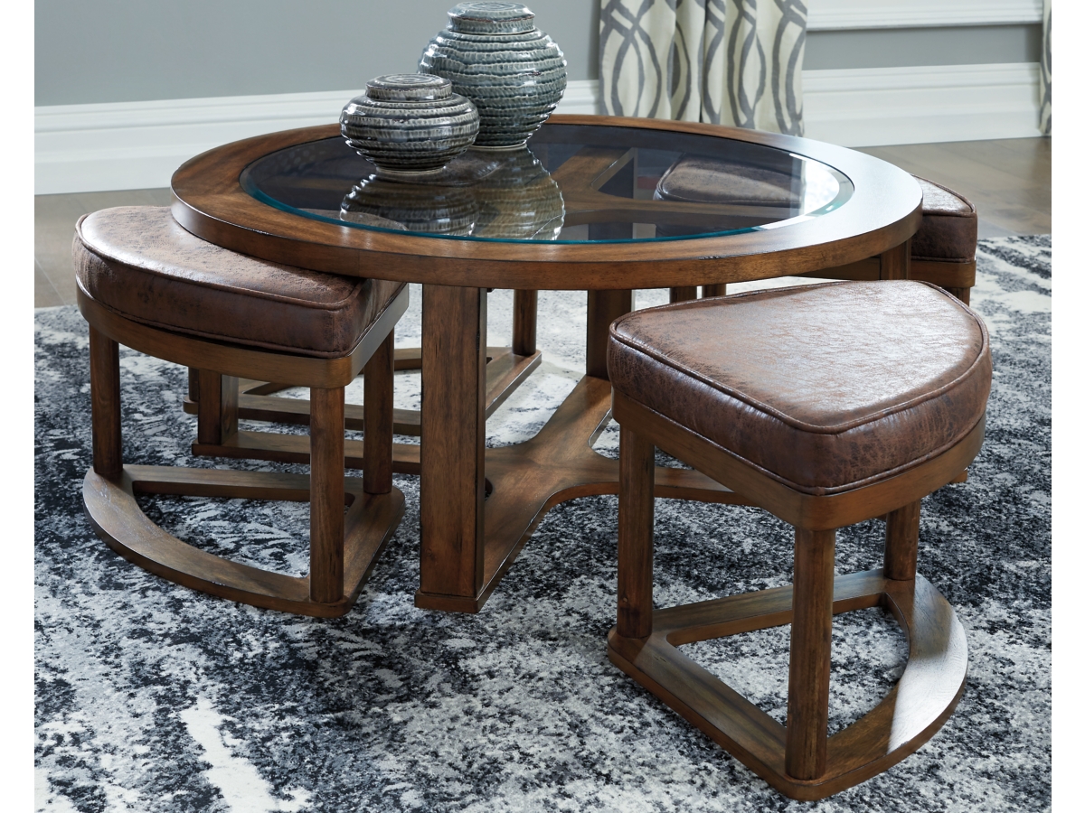 Ashley coffee table with stools sale