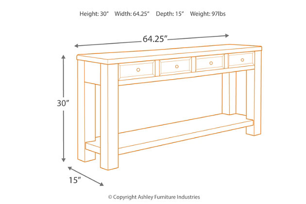 Gavelston Sofa Console Table Ashley, What Are The Dimensions Of A Console Table