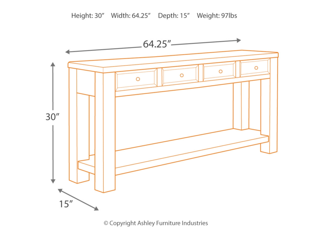 Gavelston 4 Drawers Sofa Console Table Ashley