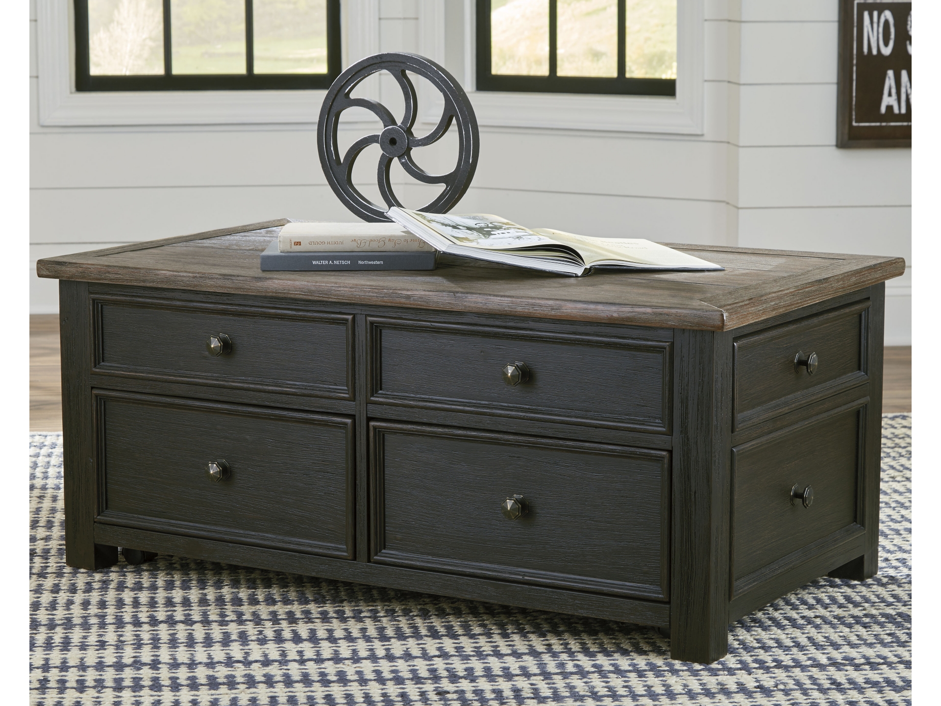 Tyler Creek Coffee Table and 2 End Table with USB Charging