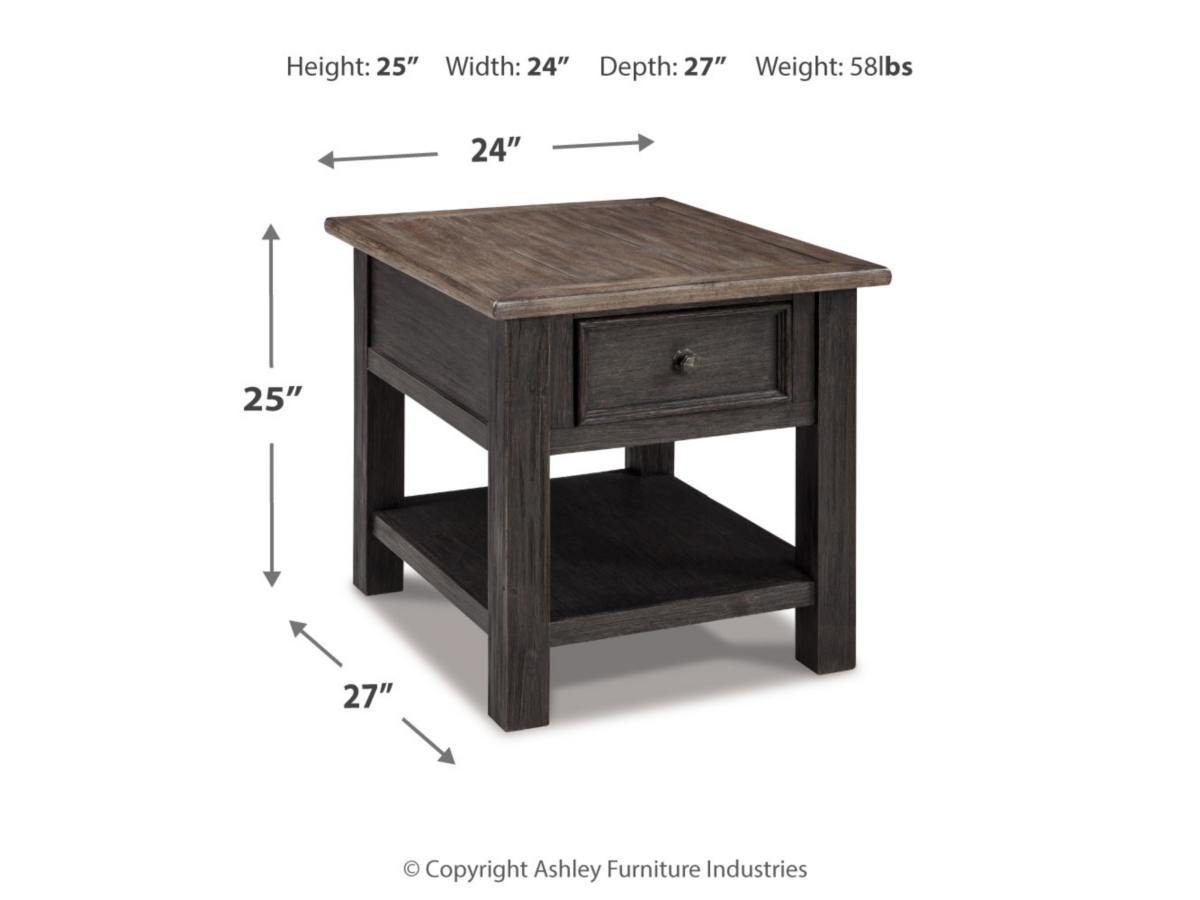 Tyler Creek End Table - Grayish Brown/Black