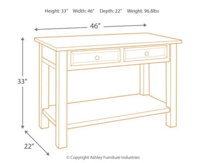 Tyler Creek Sofa/Console Table, Grayish Brown/Black, large