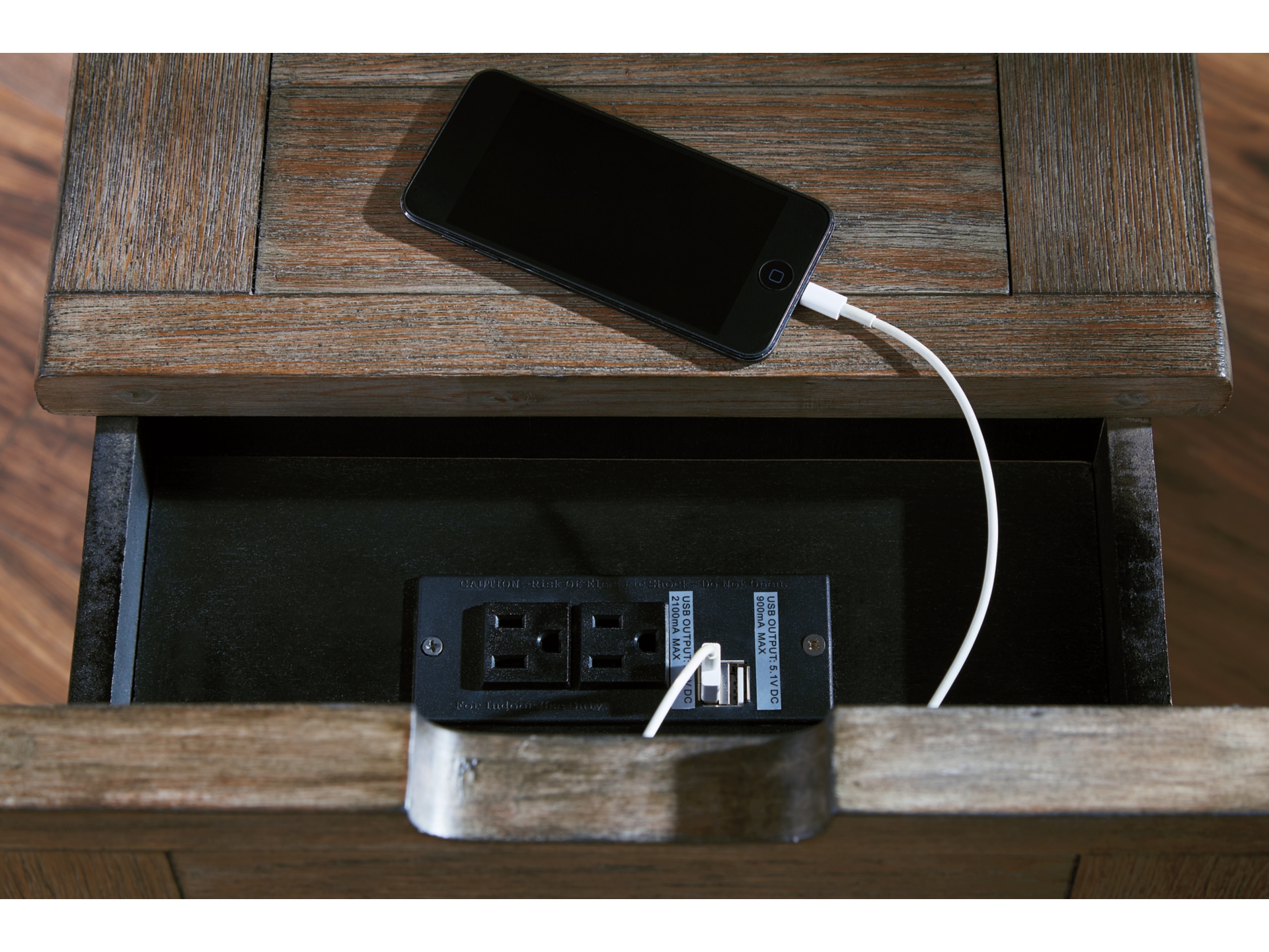 Image 4 of Tyler Creek Coffee Table and 2 End Table with USB Charging