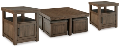 Boardernest Coffee Table with 2 End Tables, Brown