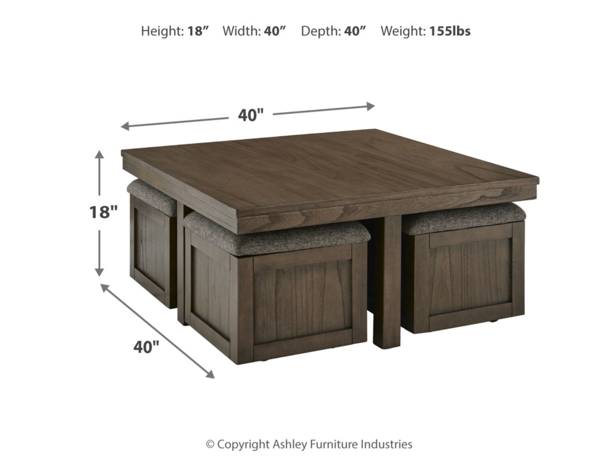 Boardernest Coffee Table with 4 Stools | Ashley