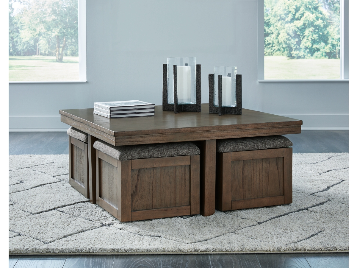 Boardernest Coffee Table with 4 Stools | Ashley